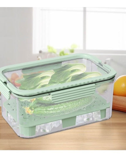 pentru Depozitare Alimente, de Uz Casnic, 2 Compartimente, Zona pentru Gheata, Mentinere Fresh, cu Maner, Material PET