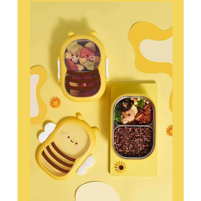 pentru Pranz, din PP si Otel Inoxidabil, Model Albina, 2 Compartimente, 301-500 ml