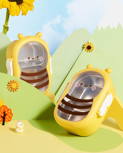 pentru Pranz, din PP si Otel Inoxidabil, Model Albina, 2 Compartimente, 301-500 ml