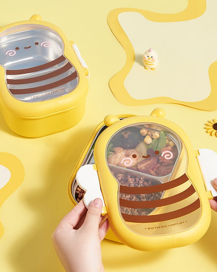 pentru Pranz, din PP si Otel Inoxidabil, Model Albina, 2 Compartimente, 301-500 ml