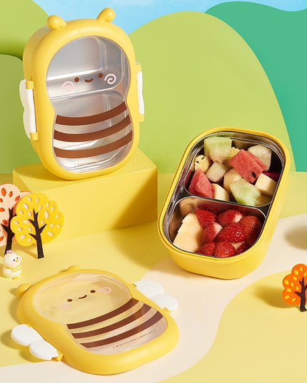 pentru Pranz, din PP si Otel Inoxidabil, Model Albina, 2 Compartimente, 301-500 ml