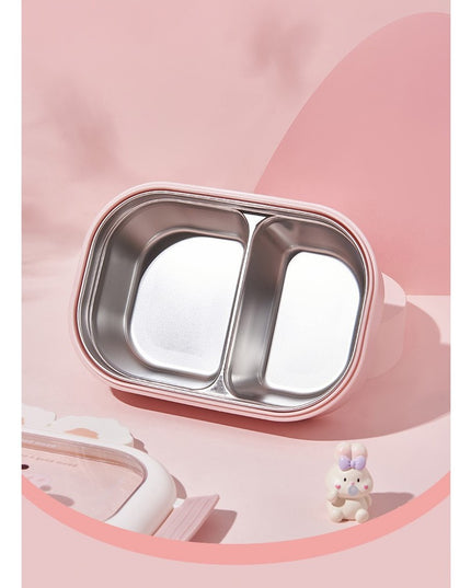 pentru Pranz sau Gustari, cu Doua Compartimente, Model Iepuras, pentru Copii si Adulti, Etansare, PP, Perfect pentru Scoala si Birou, 1000 mL