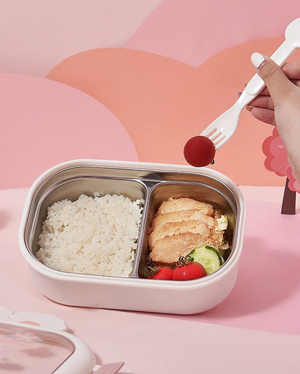 pentru Pranz sau Gustari, cu Doua Compartimente, Model Iepuras, pentru Copii si Adulti, Etansare, PP, Perfect pentru Scoala si Birou, 1000 mL