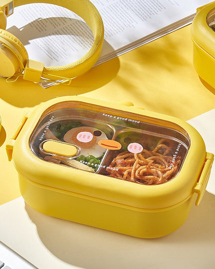 pentru Pranz sau Gustari, cu Doua Compartimente, Model Ratusca, pentru Copii si Adulti, Etansare, PP, Perfect pentru Scoala si Birou, 1000 mL