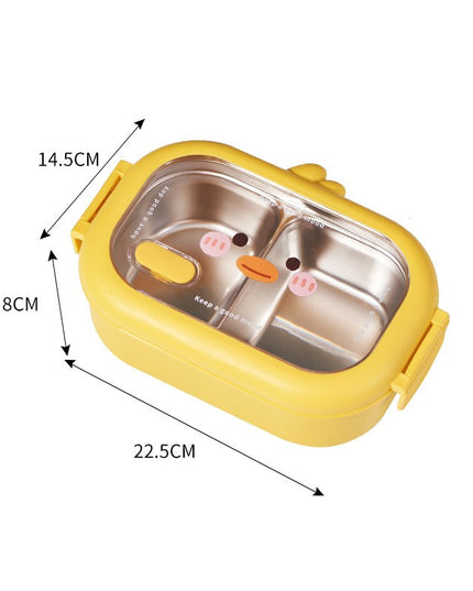 pentru Pranz sau Gustari, cu Doua Compartimente, Model Ratusca, pentru Copii si Adulti, Etansare, PP, Perfect pentru Scoala si Birou, 1000 mL