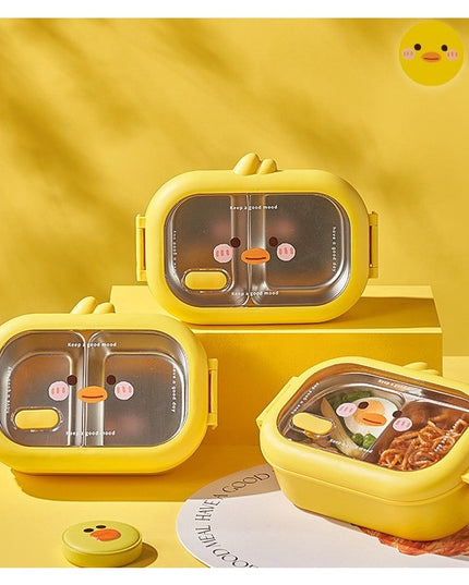 pentru Pranz sau Gustari, cu Doua Compartimente, Model Ratusca, pentru Copii si Adulti, Etansare, PP, Perfect pentru Scoala si Birou, 1000 mL