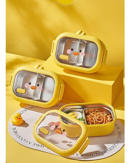 pentru Pranz sau Gustari, cu Doua Compartimente, Model Ratusca, pentru Copii si Adulti, Etansare, PP, Perfect pentru Scoala si Birou, 1000 mL