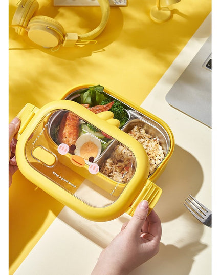 pentru Pranz sau Gustari, cu Doua Compartimente, Model Ratusca, pentru Copii si Adulti, Etansare, PP, Perfect pentru Scoala si Birou, 1000 mL