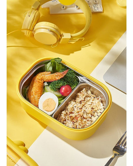 pentru Pranz sau Gustari, cu Doua Compartimente, Model Ratusca, pentru Copii si Adulti, Etansare, PP, Perfect pentru Scoala si Birou, 1000 mL