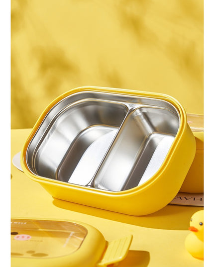 pentru Pranz sau Gustari, cu Doua Compartimente, Model Ratusca, pentru Copii si Adulti, Etansare, PP, Perfect pentru Scoala si Birou, 1000 mL