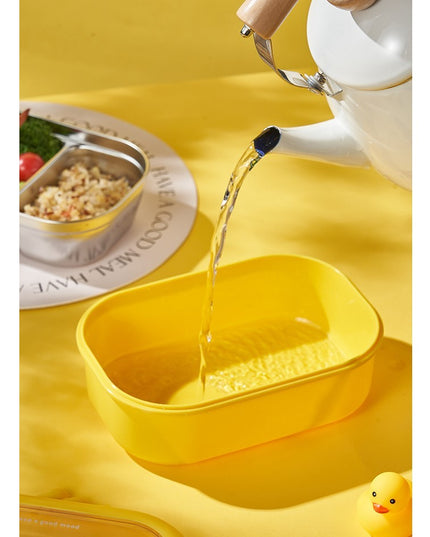 pentru Pranz sau Gustari, cu Doua Compartimente, Model Ratusca, pentru Copii si Adulti, Etansare, PP, Perfect pentru Scoala si Birou, 1000 mL