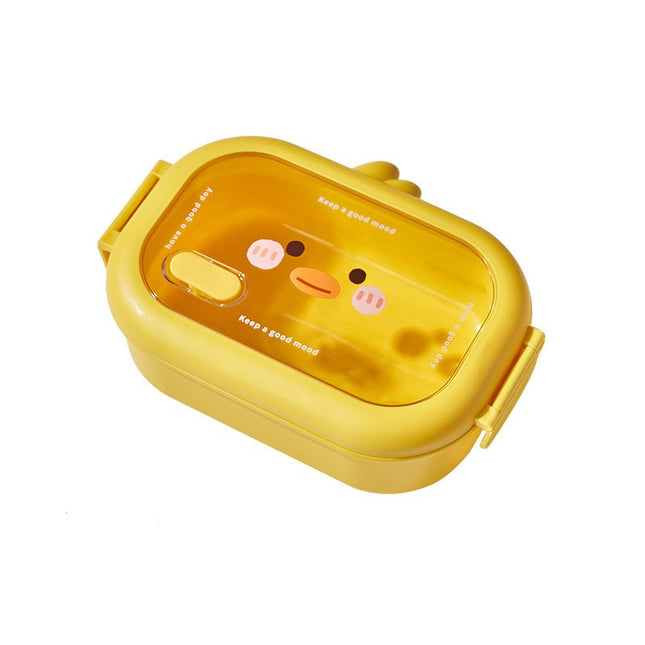 pentru Pranz sau Gustari, cu Doua Compartimente, Model Ratusca, pentru Copii si Adulti, Etansare, PP, Perfect pentru Scoala si Birou, 1000 mL