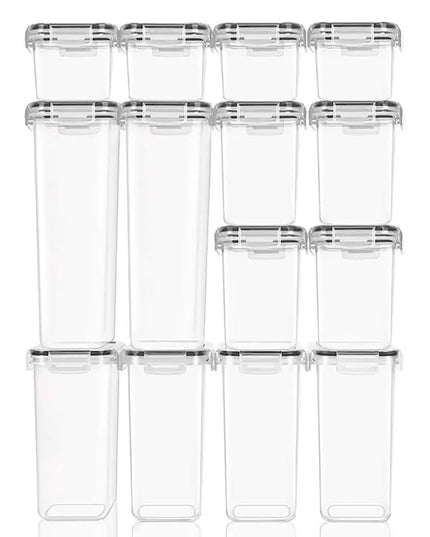Cutii de depozitare alimente, din 14 Cutii pentru Condimente, Cereale, Cutii pentru Bucatarie, din Plastic PP, Cutii Alimentare, Diferite Dimensiuni, Transparente
