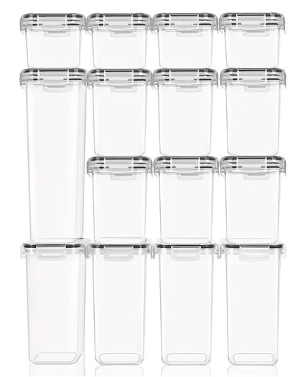 Cutii de depozitare alimente, din 15 Cutii pentru Condimente, Cereale, Cutii pentru Bucatarie, din Plastic PP, Cutii Alimentare, Diferite Dimensiuni, Transparente