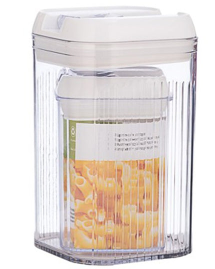 Cutii de Depozitare Alimente, din 2 Cutii de tip Container, Recipiente pentru Cereale in Bucatarie, 1.2 L- , 2.5 L- , Transparente cu Capac