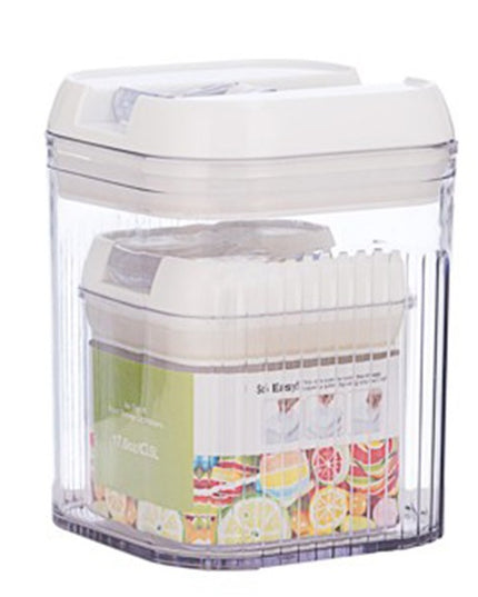 Cutii de Depozitare Alimente, din 2 Cutii de tip Container, Recipiente pentru Cereale in Bucatarie, 1.2 L- , 2.5 L- , Transparente cu Capac