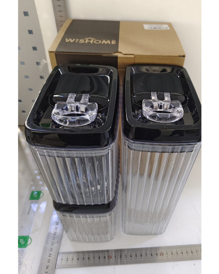 3 Recipiente din Plastic, pentru Alimente/Obiecte, Inchidere Ermetica, Textura Ondulata, .5l, l