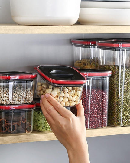 Cutii de Depozitare Alimente, din 5 Cuti de tip Container, Recipiente pentru Cereale in Bucatarie, Transparente cu Capac