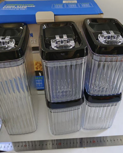 5 Recipiente din Plastic, pentru Alimente/Obiecte, Inchidere Ermetica, Textura Ondulata, .5l, l