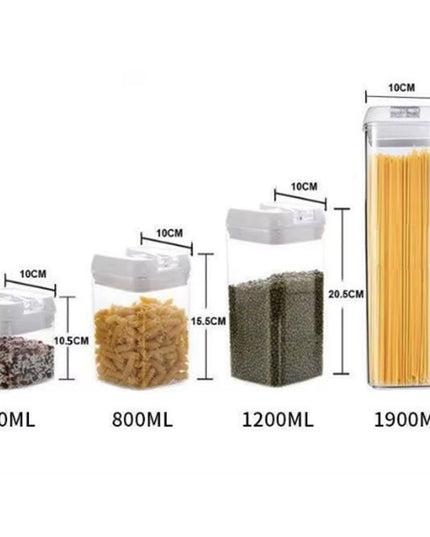 Cutii de Depozitare Alimente, din 5 Cutii pentru Condimente, Volumetrie 0.5l, 0.8l, 1.2l, 1.9l, Transparente cu Capac