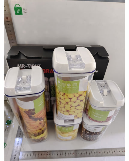 Cutii de Depozitare Alimente, din 5 Cutii pentru Condimente, Volumetrie 0.5l, 0.8l, 1.2l, 1.9l, Transparente cu Capac