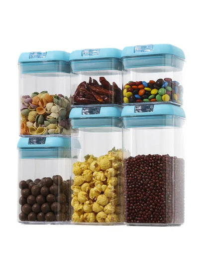 6 Cutii de Depozitare Alimente, 2 x 500ml, 2 x 800ml, 2 x 1200ml, Capac