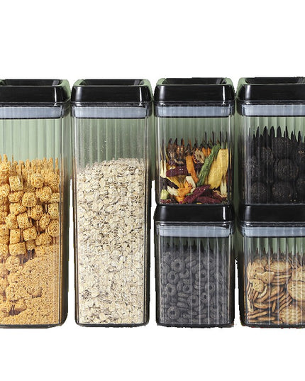 6 Recipiente din Plastic, pentru Alimente/Obiecte, Inchidere Ermetica, Textura Ondulata, .5l, .3l