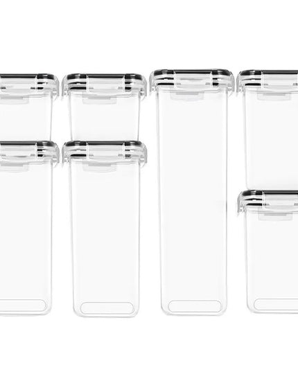 Cutii de depozitare alimente, din 7 Cutii pentru Condimente, Cereale, Cutii pentru Bucatarie, din Plastic PP, Cutii Alimentare, Diferite Dimensiuni, Transparente