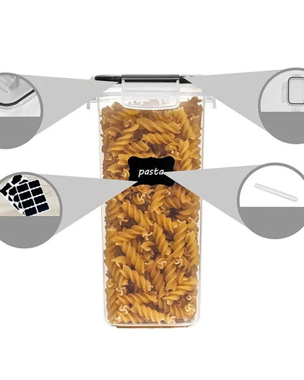 Cutii de depozitare alimente, din 7 Cutii pentru Condimente, Cereale, Cutii pentru Bucatarie, din Plastic PP, Cutii Alimentare, Diferite Dimensiuni, Transparente