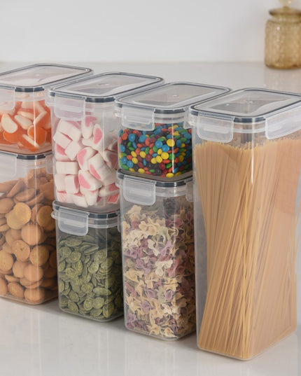 Cutii de depozitare alimente, din 7 Cutii pentru Condimente, Cereale, Cutii pentru Bucatarie, din Plastic PP, Cutii Alimentare, Diferite Dimensiuni, Transparente