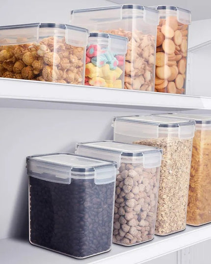 Cutii de depozitare alimente, din 8 Cutii pentru Condimente, Cereale, Cutii pentru Bucatarie, din Plastic PP, Cutii Alimentare, Diferite Dimensiuni, Transparente