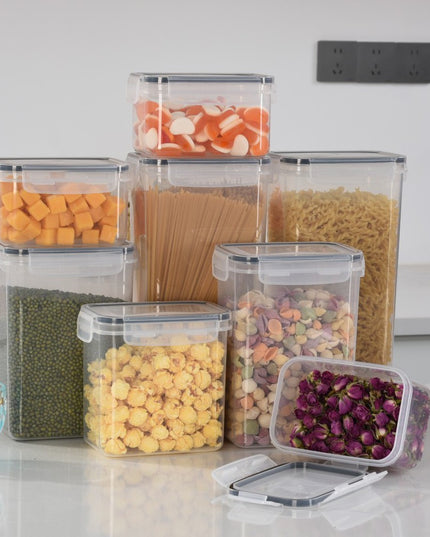 Cutii de depozitare alimente, din 8 Cutii pentru Condimente, Cereale, Cutii pentru Bucatarie, din Plastic PP, Cutii Alimentare, Diferite Dimensiuni, Transparente