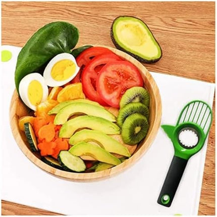 Cutit 3in1 pentru Avocado, Cutit, Scoatere Miez si Feliator Pulpa, din PP si Otel Inoxidabil
