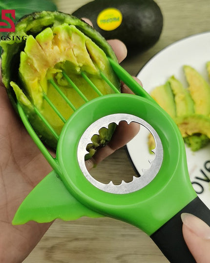Cutit 3in1 pentru Avocado, Cutit, Scoatere Miez si Feliator Pulpa, din PP si Otel Inoxidabil