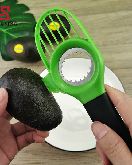 Cutit 3in1 pentru Avocado, Cutit, Scoatere Miez si Feliator Pulpa, din PP si Otel Inoxidabil