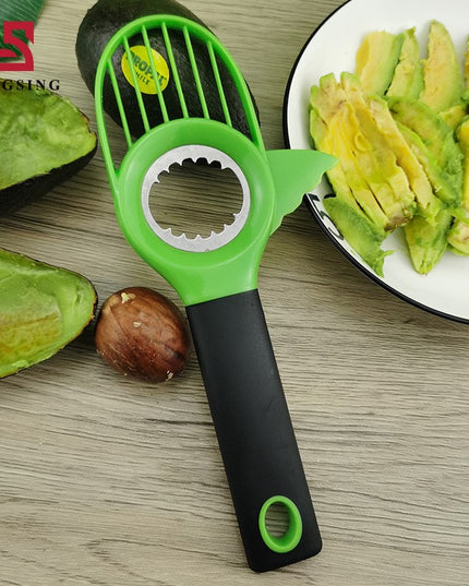 Cutit 3in1 pentru Avocado, Cutit, Scoatere Miez si Feliator Pulpa, din PP si Otel Inoxidabil