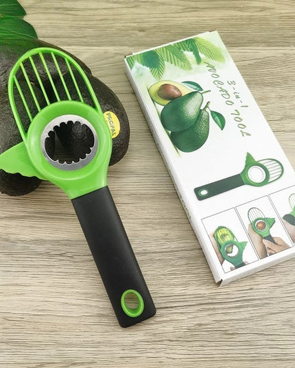 Cutit 3in1 pentru Avocado, Cutit, Scoatere Miez si Feliator Pulpa, din PP si Otel Inoxidabil
