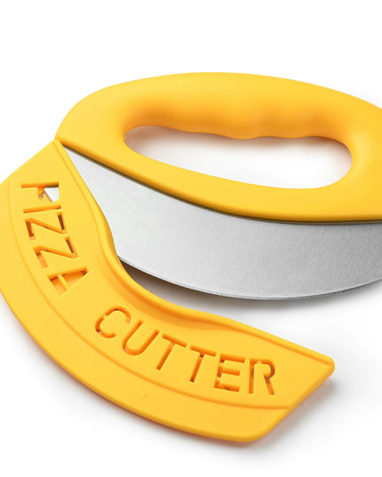 Cutit pentru taiat pizza cu protectie din silicon pentru lama, inox
