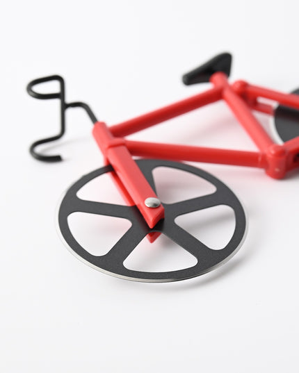 Cutit pizza creativ in forma de bicicleta, cu suport pentru cutit,otel/PP