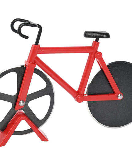 Cutit pizza creativ in forma de bicicleta, cu suport pentru cutit,otel/PP