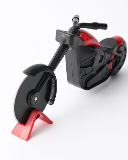 Cutit pizza creativ in forma de motocicleta, cu suport pentru cutit,otel/PP