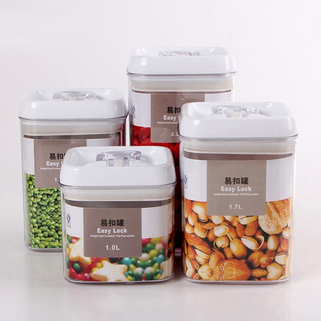 Cuutii de Depozitare Alimente, din 4 Cutii pentru Condimente in Bucatarie, Cutii de tip Container, Diferite Dimensiuni, cu Capac Ermetic, din Plastic PP