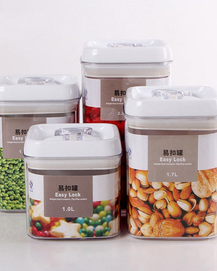 Cuutii de Depozitare Alimente, din 4 Cutii pentru Condimente in Bucatarie, Cutii de tip Container, Diferite Dimensiuni, cu Capac Ermetic, din Plastic PP