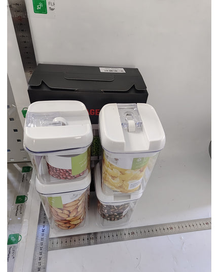 Cuutii de Depozitare Alimente, din 4 Cutii pentru Condimente in Bucatarie, Cutii de tip Container, Diferite Dimensiuni, cu Capac Ermetic, din Plastic PP