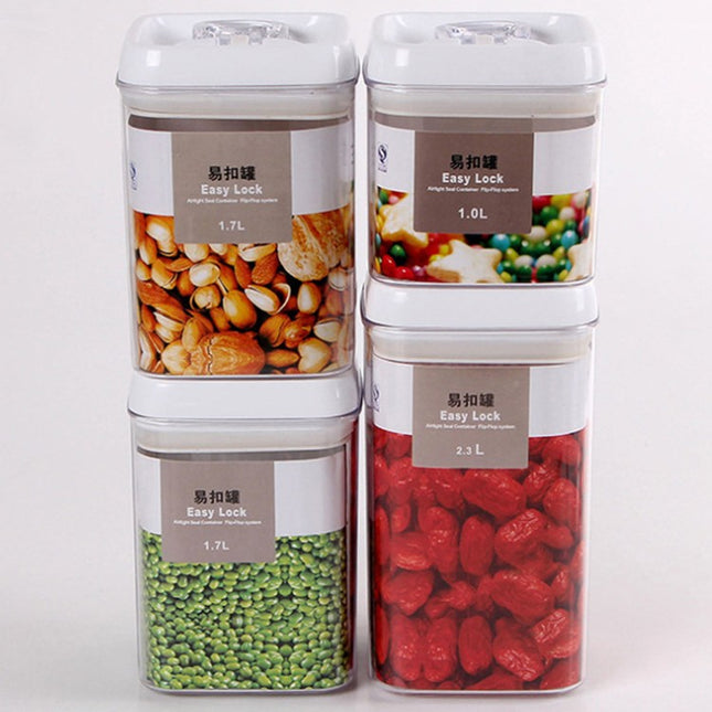 Cuutii de Depozitare Alimente, din 4 Cutii pentru Condimente in Bucatarie, Cutii de tip Container, Diferite Dimensiuni, cu Capac Ermetic, din Plastic PP