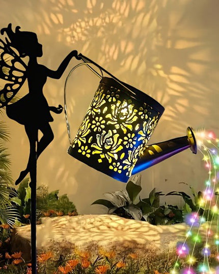 Decor Ornament pentru Gradina, Decoratiune pentru Gradina, Model Zana cu Stropitoare, Lumini LED