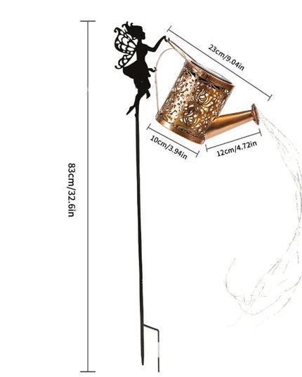 Decor Ornament pentru Gradina, Decoratiune pentru Gradina, Model Zana cu Stropitoare, Lumini LED