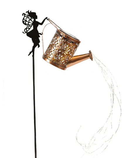 Decor Ornament pentru Gradina, Decoratiune pentru Gradina, Model Zana cu Stropitoare, Lumini LED