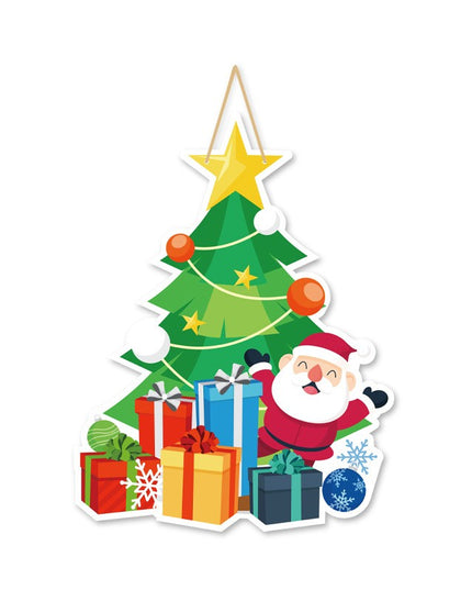 Decoratiune de Craciun, de Agatat, pentru Usa, Perete sau Brad, Sfoara Inclusa, cm, din Hartie 350g, Model Brad