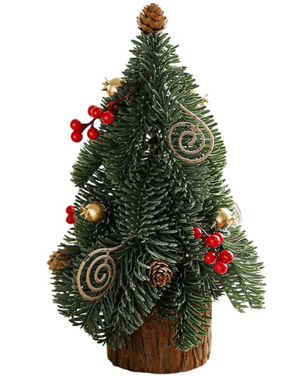 Decoratiune Craciun pentru Masa, Ornament de Decor Model Brad de Craciun de Dimensiuni Mici, pentru Birou si Interior, din Plastic